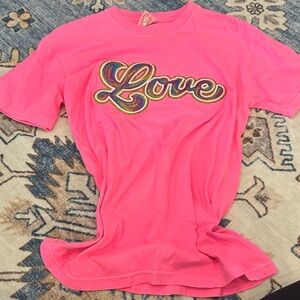 Pink T-Shirt with 'Love' Embroidery